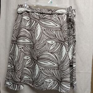 Talbots Petites  A-line Skirt, sz 16, Brown Cream,  100%linen, pre-owned